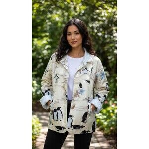 Reversible Leonard Paris Jacket Ice Blue And Penguin Animal Print Size 42